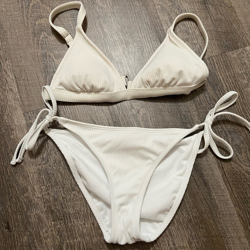 white bathing suit from target, top- XS and bottoms- S, great condition